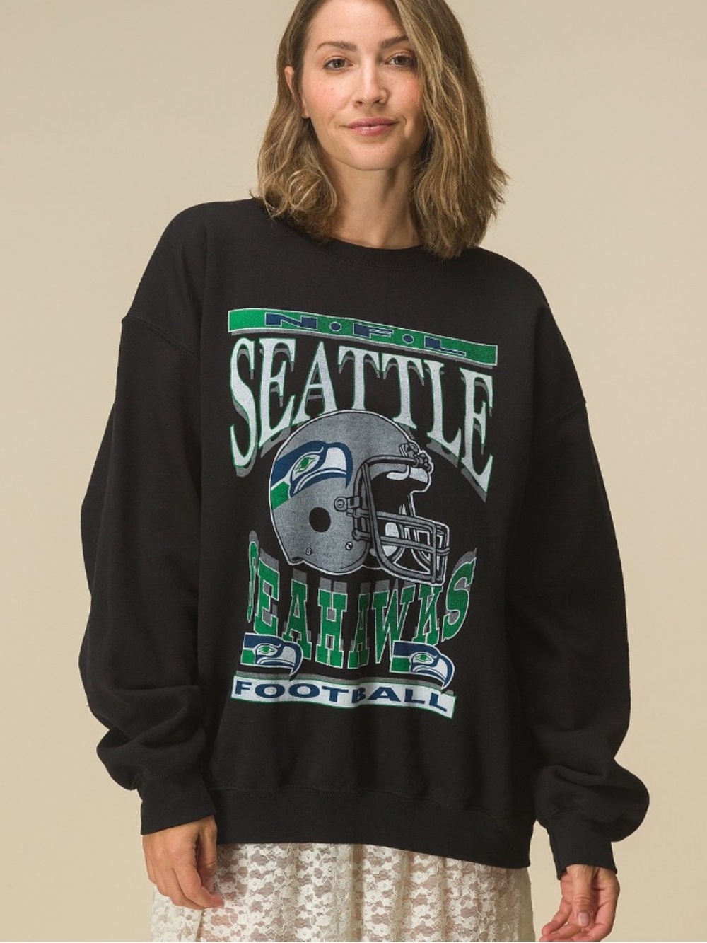🖤Junk Food Clothing x NFL Seattle Seahawks oversized crew sweater XL NWT